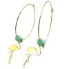 Les Trésors De Lily [P7733] - Designer Steel Hoop Earrings 'Flamingo Pink' Turquoise Gold - 35 Mm - 25x13 Mm