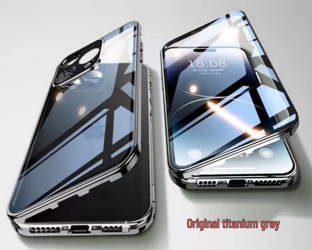 Магнитный чехол-зеркало с защитой от подглядывания для iPhone 13/14/15/16 Pro Max с двусторонней защитой из стекла