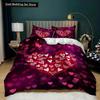 Room Decor Home Bedding Sets 2/3pcs Red Heart Printing Queen Size Pillowcase Duvet Cover Set Polyester Bedclothes