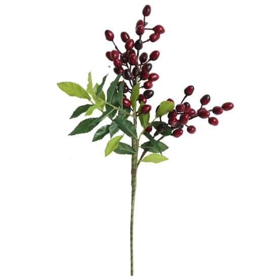 1Pc Artificial Berry Leaf Twig Garden Flower Arrangement Desktop Home DIY Decor