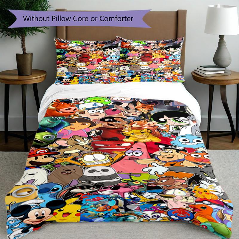 3pcs Duvet Cover Set (1*Duvet Cover + 2*Pillowcase, Without Core), Angry Birds Print Bedding Set, Bedroom Decor, All‑Season, Birthday Gift