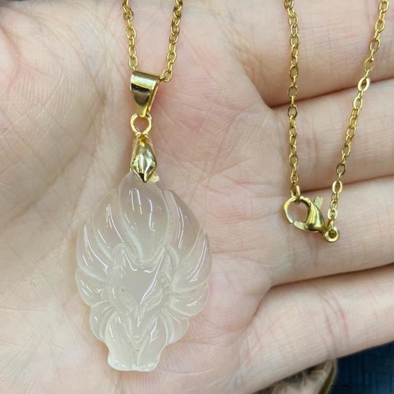 Ожерелье-цепочка с подвеской в ​​виде девятихвостой лисы, унисекс, китайское животное, ручная резная лиса, для мужчин и женщин, счастливый ювелирный подарок