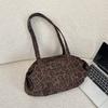 Fashion Leopard Print Faux Suede Women's Shoulder Bags Large Capacity Ladies Handbag Versatile Contrast Color Female Tote Bag