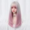 ALAN EATON Омбре розовый прямой синтетический парик длинные гладкие волосы для женщин розовый парик с челкой мягкий вечерний косплей высокотемпературное волокно