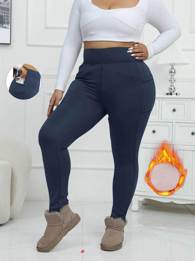 Леггинсы больших размеров с карманами на осень/зиму, утепленные флисом, с высокой посадкой, верхняя одежда, женские зимние теплые леггинсы