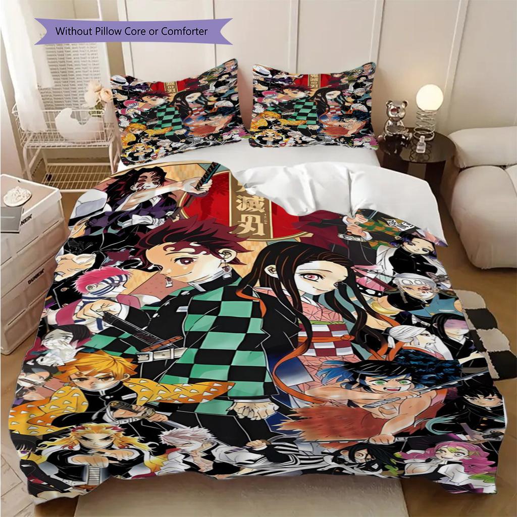 Anime Characters Dynamic Poses Threepiece Set 1 Duvet Cover 2 Pillowcase Without Core Christmas Birthday Gift Bedding Set