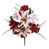 Outdoor UV Resistant Greenery 5/7/10/12 Heads Artificial Poinsettia Flowers, Christmas Fake Floral Berry Centerpiece, Vibrant Lush Plant