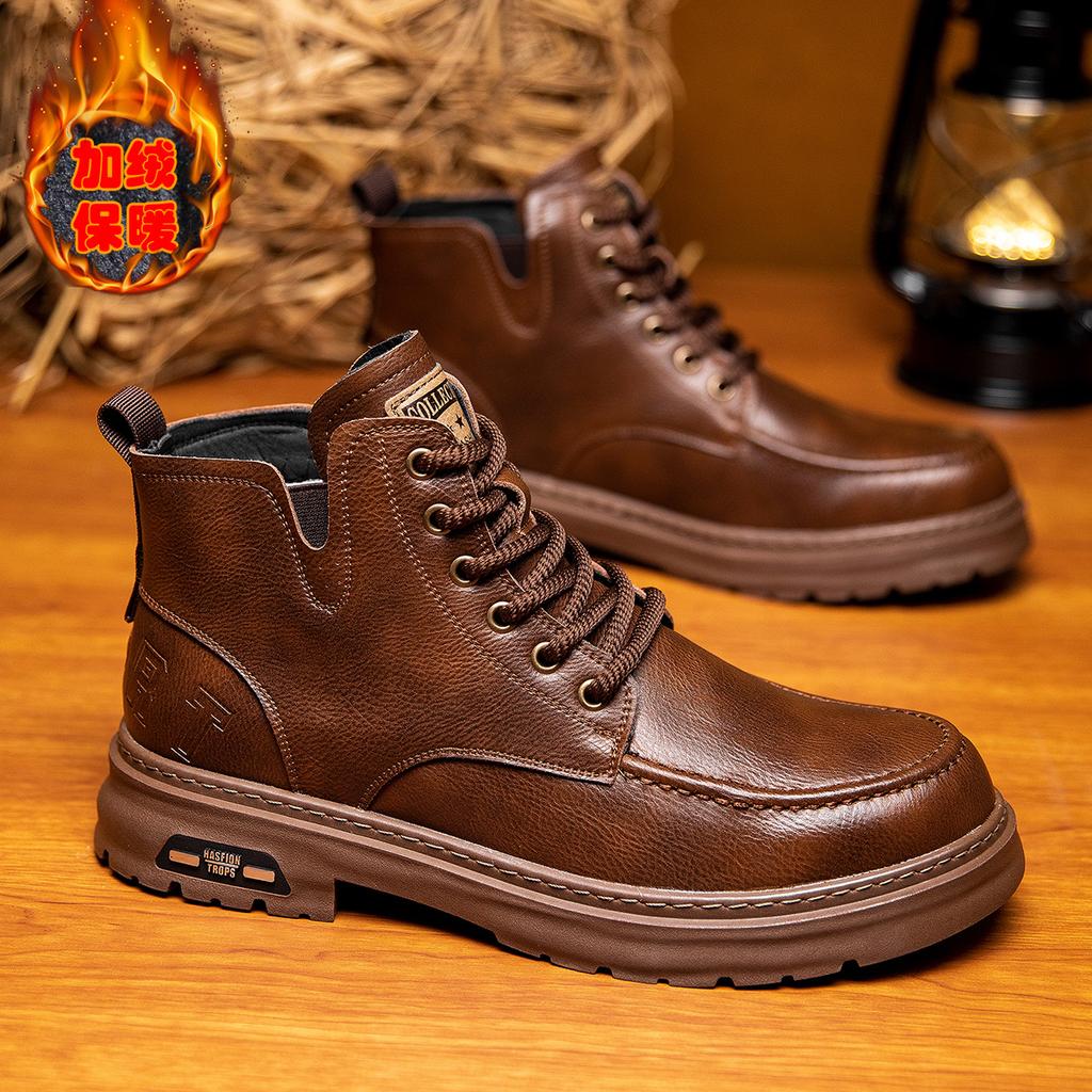 Модные мужские кожаные повседневные короткие ботинки Модные уличные мужские мотоциклетные ботинки Ботинки Челси