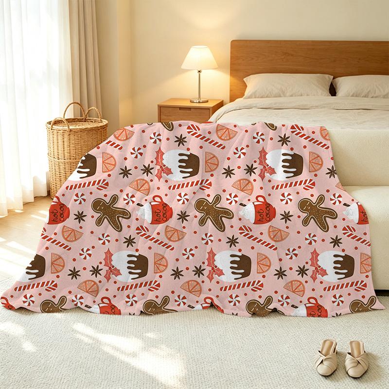 Lightweight Flannel Blanket - Soft Warm Cozy Throw for Home & Car, Holiday Decor, Christmas, Portable & Skin-Friendly