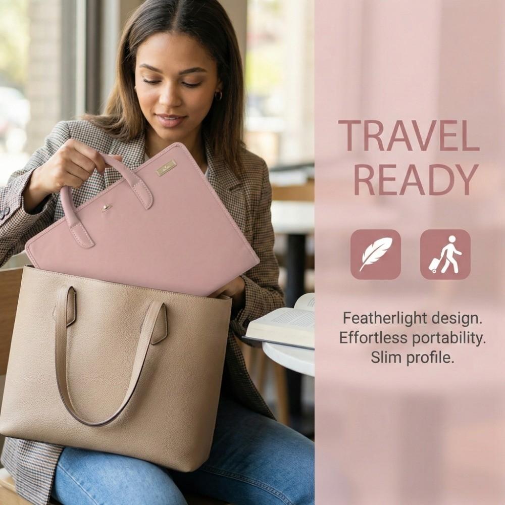 Fashion PU Laptop Sleeve Pink with Handle Protective Case Laptop Bag for for Macbook,Lenovo,Xiaomi,Huawei
