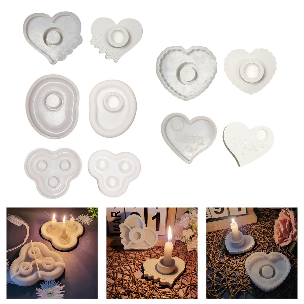 Multipurpose Sturdy Silicone Multiple Candle Holder Mould Set Portable for Resin Plaster Craft Supplies Assorted Sizes