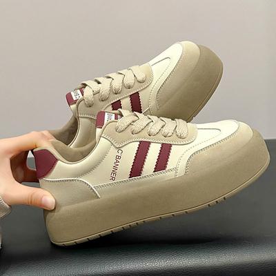 Кожаные немецкие кроссовки на платформе, женские, весна-лето, новые универсальные, увеличивающие высоту, кроссовки для скейтбординга, повседневная спортивная обувь в стиле ретро