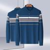 Men Long Sleeve Polo Shirt with Pocket Casual Soft Breathable Shirts Knitting Pullover Sweater