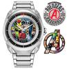 Marvel Men's Avengers Eco-Drive Watch, 42.5mm Silver-Tone Stainless Steel Case and Bracelet with Art Dial (AW2080-64W), Silver, 5 1/2 Inches,