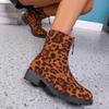 Женские ботильоны с леопардовым принтом, замшевые туфли на платформе, трендовые зимние ботинки для снега, толстые каблуки, теплые меховые кроссовки на молнии, Botas Mujer