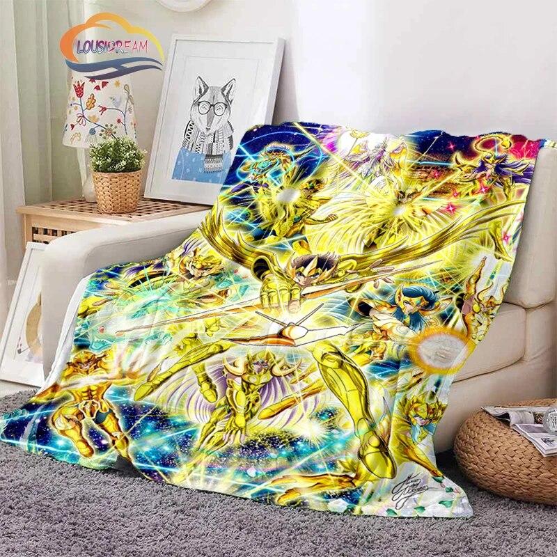 Classics Animated Character Seiya Patterned Wool Blanket Cartoon Saint Seiya Series Children Shawl and Sofa Super Soft