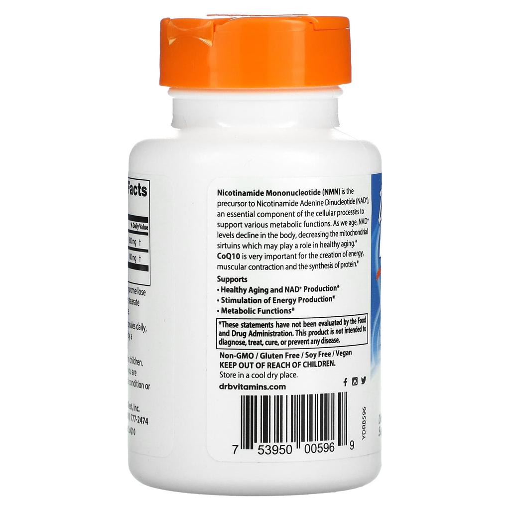 Doctor's Best, NMN 150 мг + CoQ10 50 мг, 60 растительных капсул