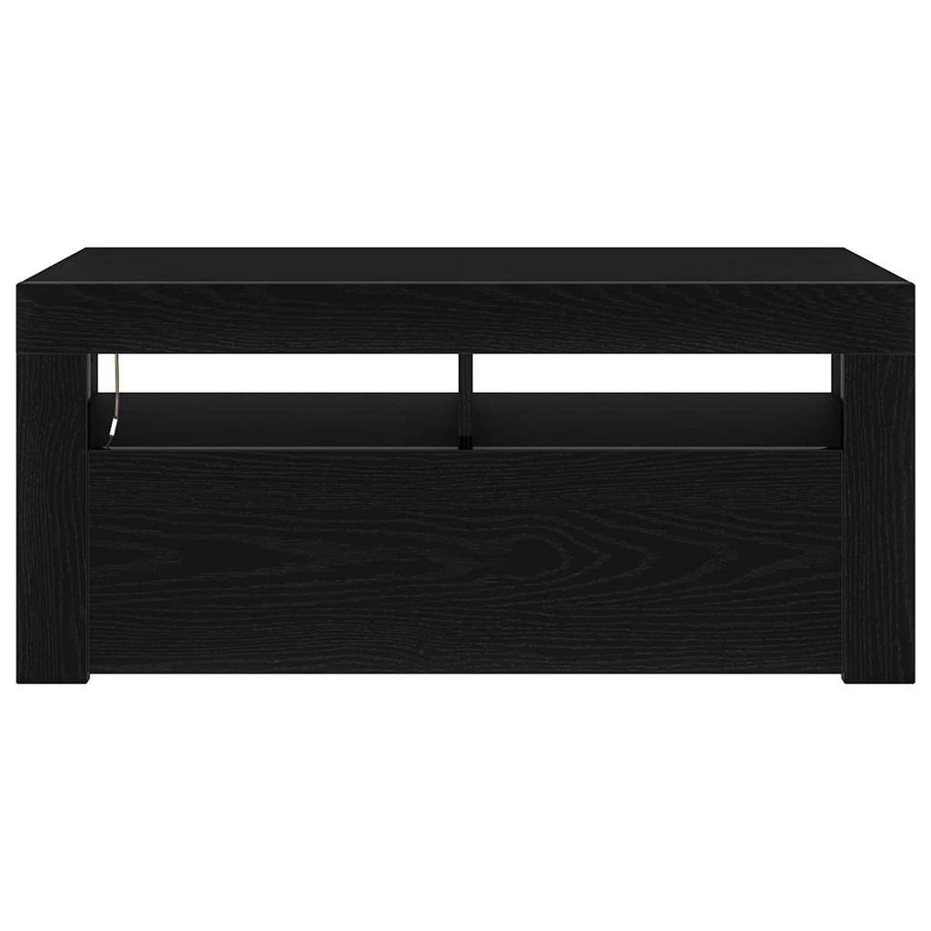 TV Stand Black Oak Effect 90 x 35 x 40 cm Engineered Wood