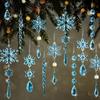 18Pcs Christmas Snowflake Ornaments Hanging Acrylic Crystal Snowflakes Icicle Drop Decorations for Christmas Tree Winter Party Decor