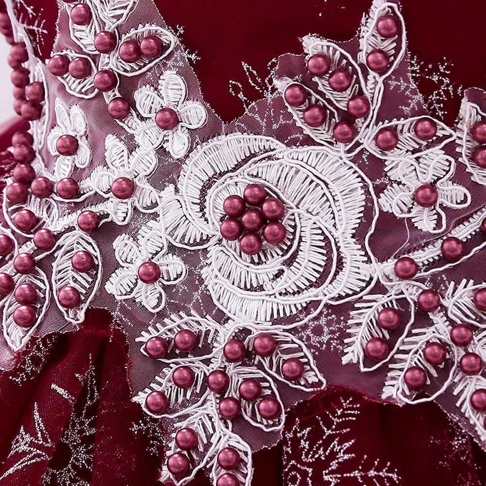 Платье-пачка принцессы для девочек с вышивкой, детское платье-пачка с цветами на свадьбу, Рождество, вечеринку, элегантное детское платье для подростков