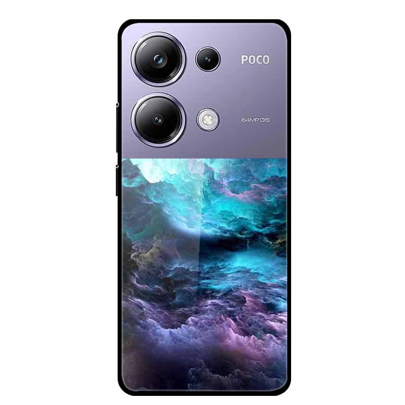 Красочный эстетичный чехол из закаленного стекла для Redmi 12 5G и POCO M6 PRO