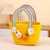 Easter Woven Basket with Handle Cotton Woven Bunny Egg Hunt Basket with Rabbit And Carrot Empty Easter Treat Bag for Gifts Candy