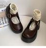 Ретро универсальные туфли Мэри Джейн на высокой платформе с круглым носком женские 2025 новая весна французский толстый каблук туфли-лодочки с открытым верхом