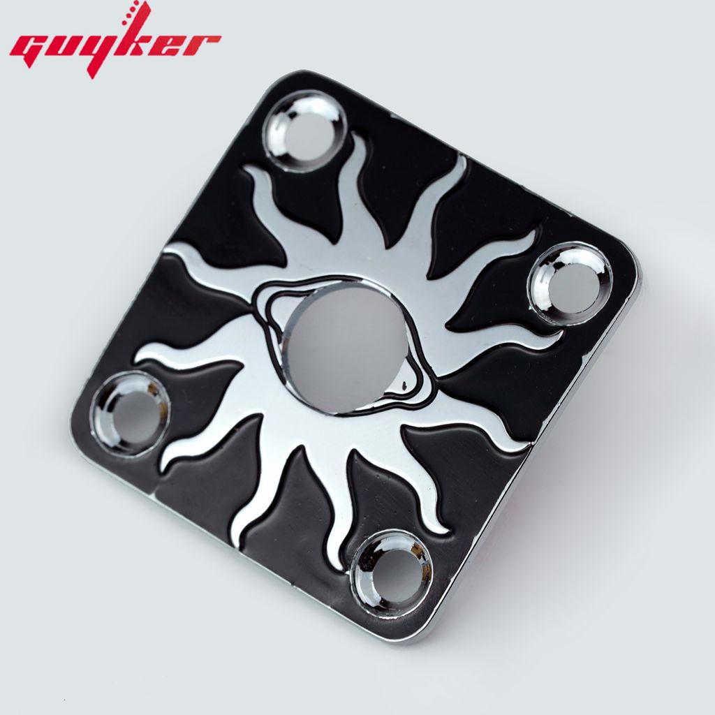 1 Piece Square Curved Stainless Steel Jack Plate Surface Pattern For Electric Guitar Bass