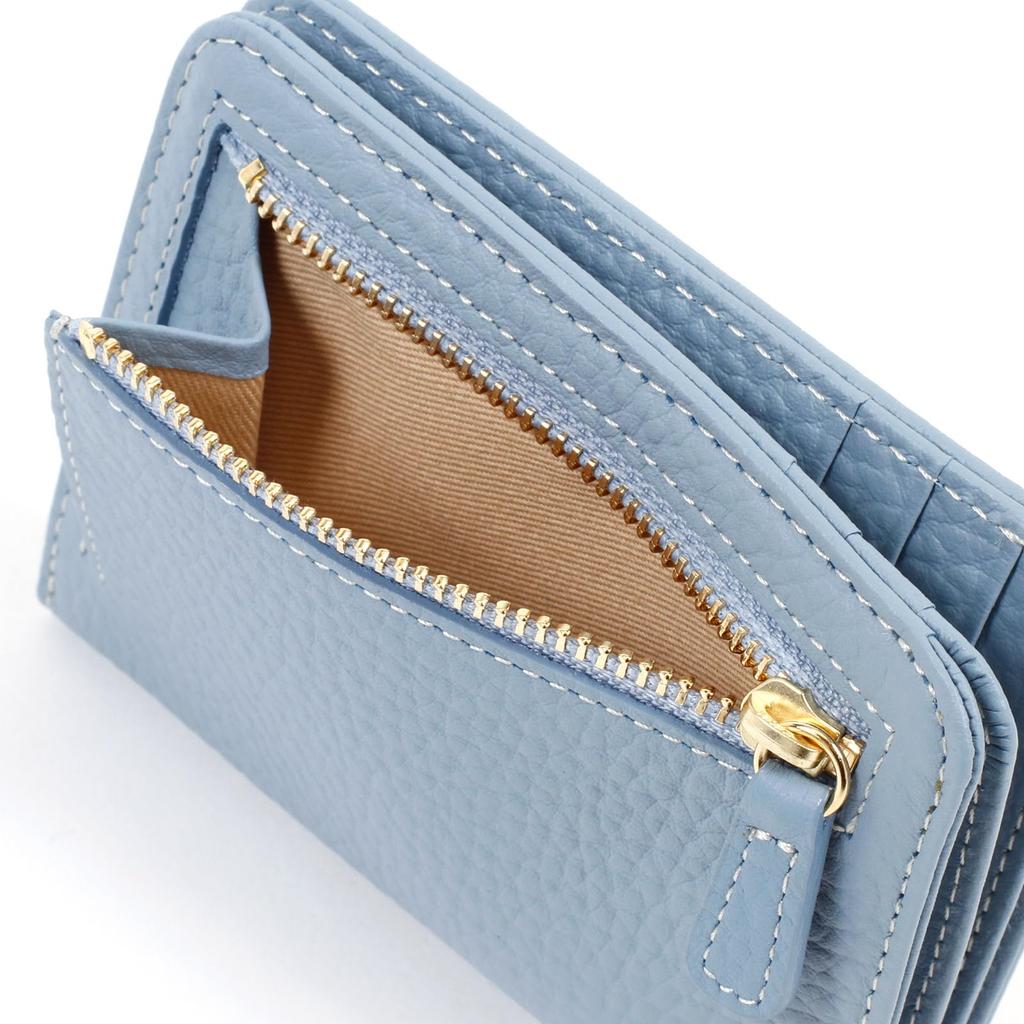 Compact Bifold Wallet PH0779 Blue Stitch 84911 [Kitamura] Gray/Ivory