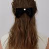 OVLA Black Button Velvet Ribbon Pin_pearl HP030
