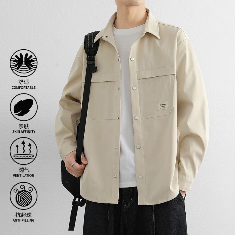 Jacket Men's Work Shirt Men's Long-sleeved Spring and Autumn New Loose Trendy Casual Shirt Jacket
