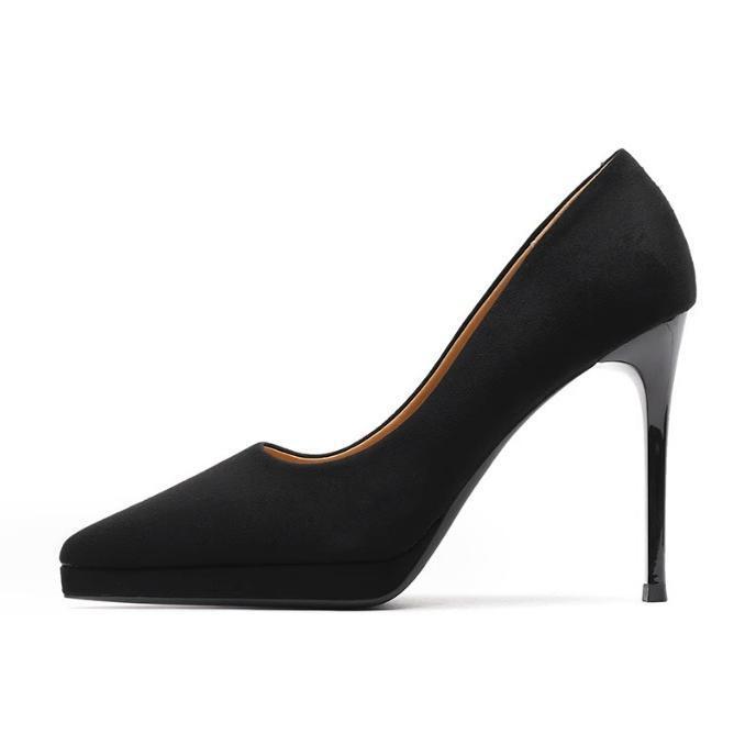 2025 новые сексуальные черные остроносые водонепроницаемые туфли на очень высоких каблуках, женские туфли для работы, не натирающие ноги, на тонком каблуке, с мелким вырезом