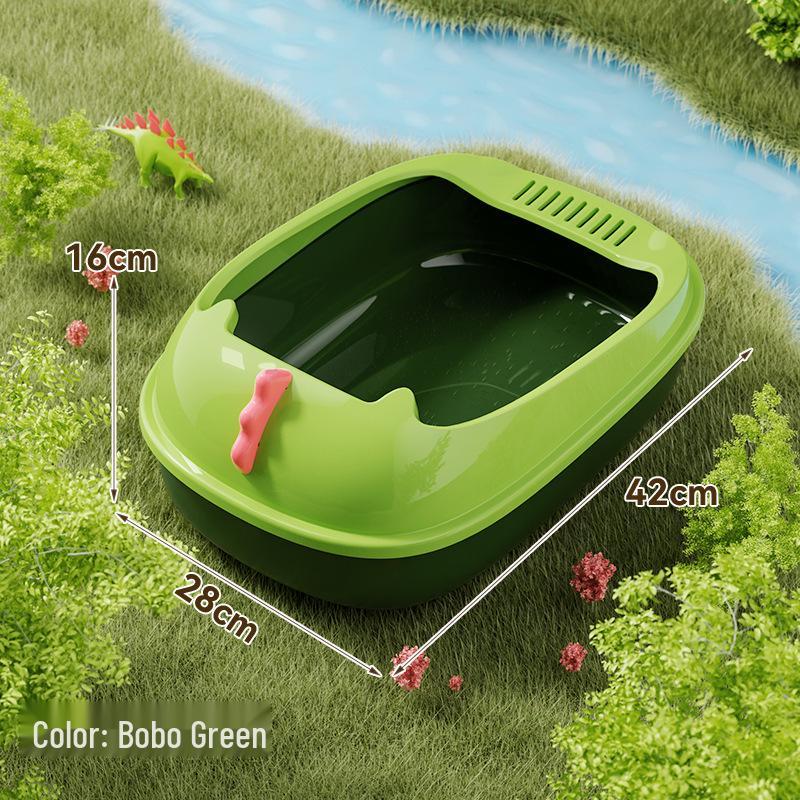 Dinosaur Semi-Enclosed Large Cat Litter Box - Washable & Anti-Splash
