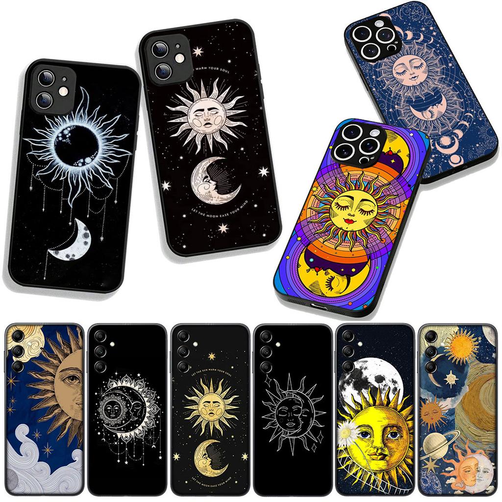 Для OPPO A54 A40 A60 A80 A18 A16 A17 A38 A78 A79 A57 A55 A96 A15 A12 Чехол для телефона Смешное лицо Солнце Луна Корпус