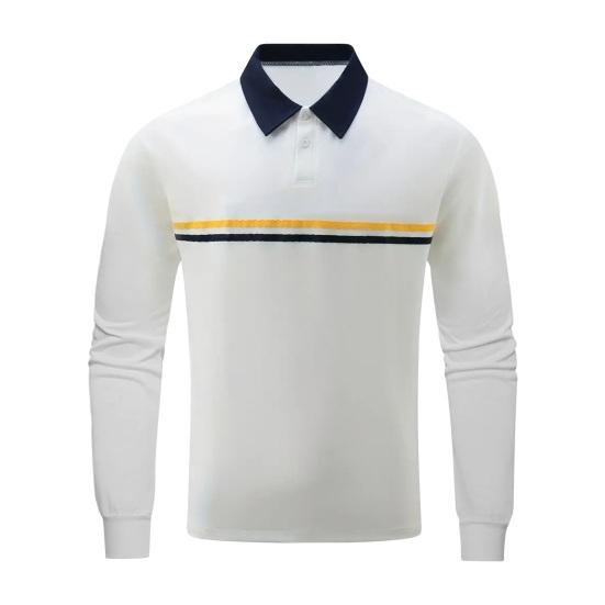 Мужской осенне-весенний топ в полоску с лацканами, однотонный пуловер с длинными рукавами и пуговицами, повседневная мягкая дышащая мужская повседневная рубашка