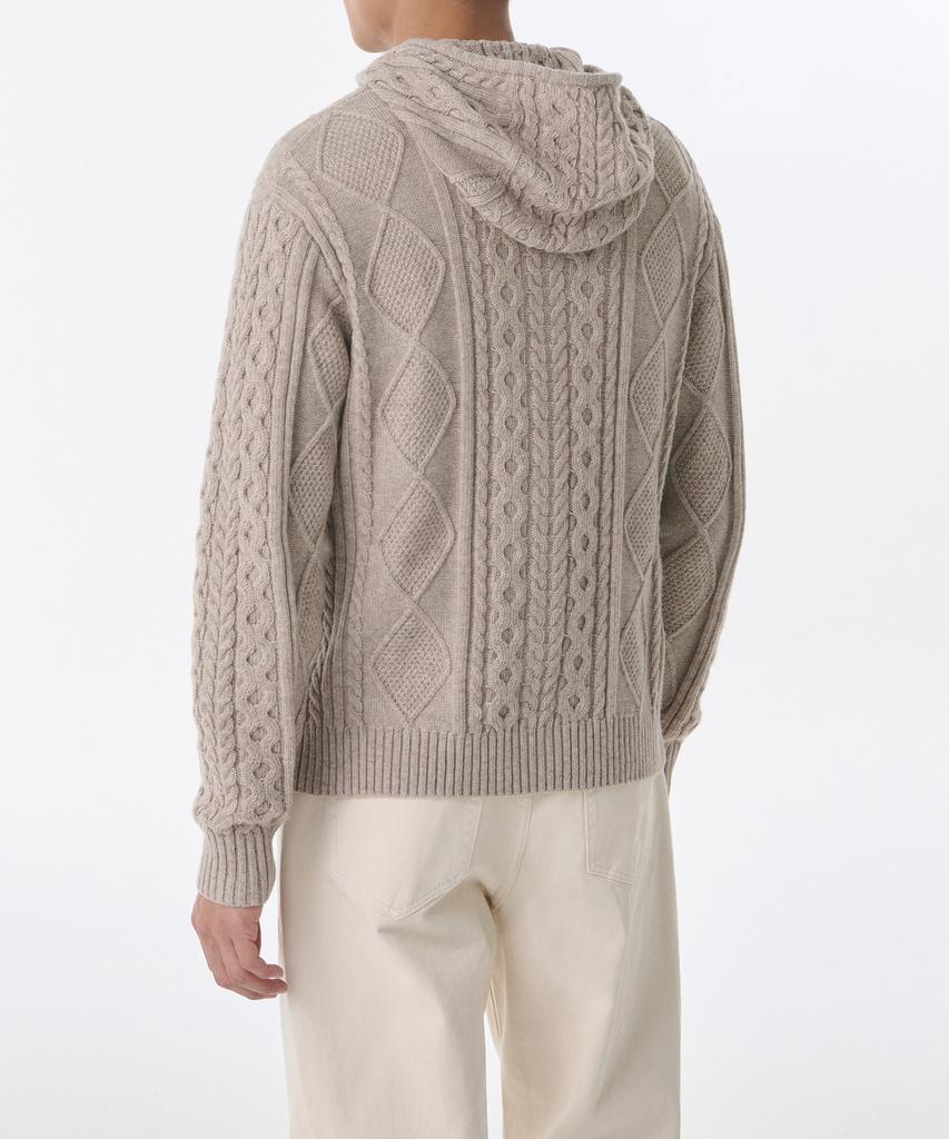 Musinsa Standard Aran Cable Knit Hooded Zip-Up [Oatmeal]
