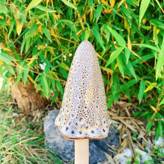 Planter Insert Ceramic Mushroom Colorful Glazed Mushroom Decoration Hand-Painted Toadstools Sculptures