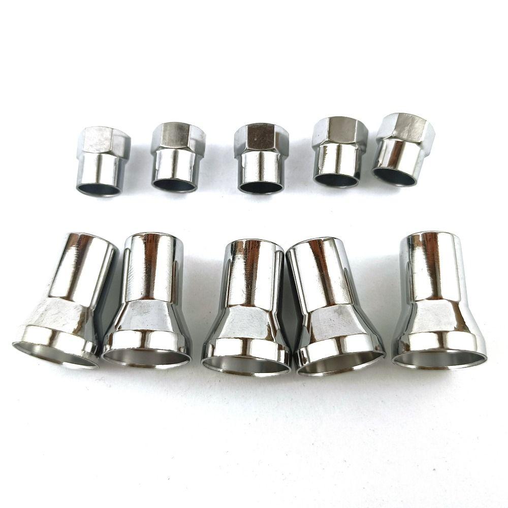 10pcs Chrome Wheel Tyre Valve Left Right Front Rear Hex Caps Universal Sleeve Covers