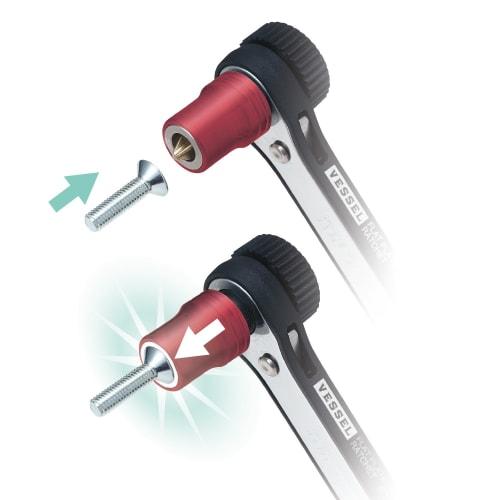 VESSEL plate ratchet driver set (1 screw catch, 10 Phillips, flathead, hex bits included) TD-73MC