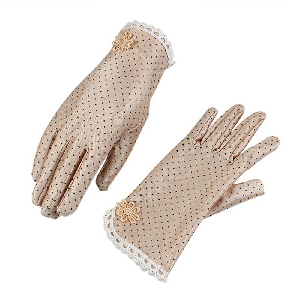 Thin Elastic Breathable Anti-UV Spandex Lace Driving Gloves Sunscreen Women Gloves Dots Gloves