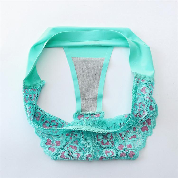 Sexy Printed Panties Women Lace Low-Rise Briefs Breathable Embroidered Underwear Transparent Thong