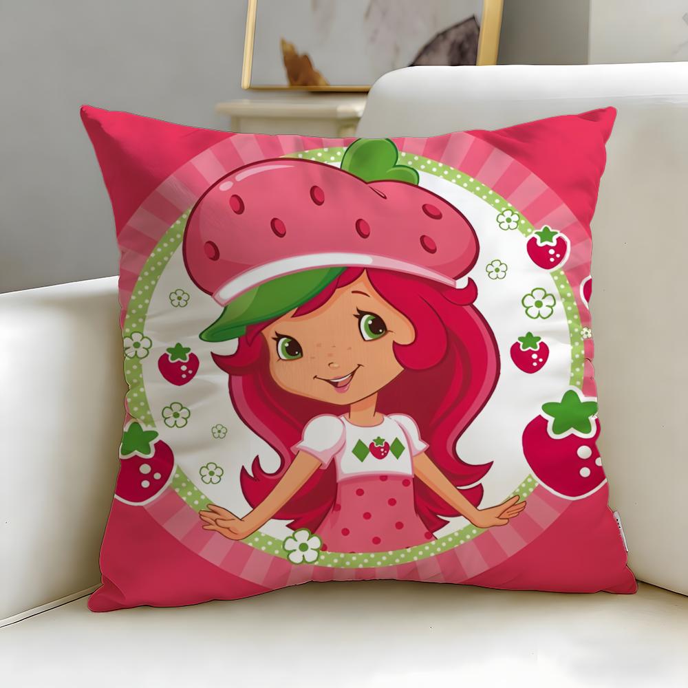 classic cartoon Strawberry Shortcake Cushion Cover Soft EasyWash Pillow Case Versatile for Couch Bed Travel and Office