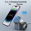 Multifunction Magnetic 3 In 1 Folding Wireless Charger 15W Fast Charging Dock