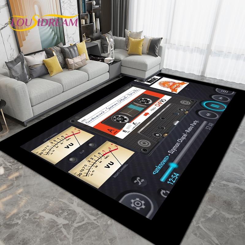 Коврик с узором на музыкальном экране DJ, коврик для гостиной, спальни, дивана, кухни, ванной комнаты, прихожей, нескользящий напольный коврик