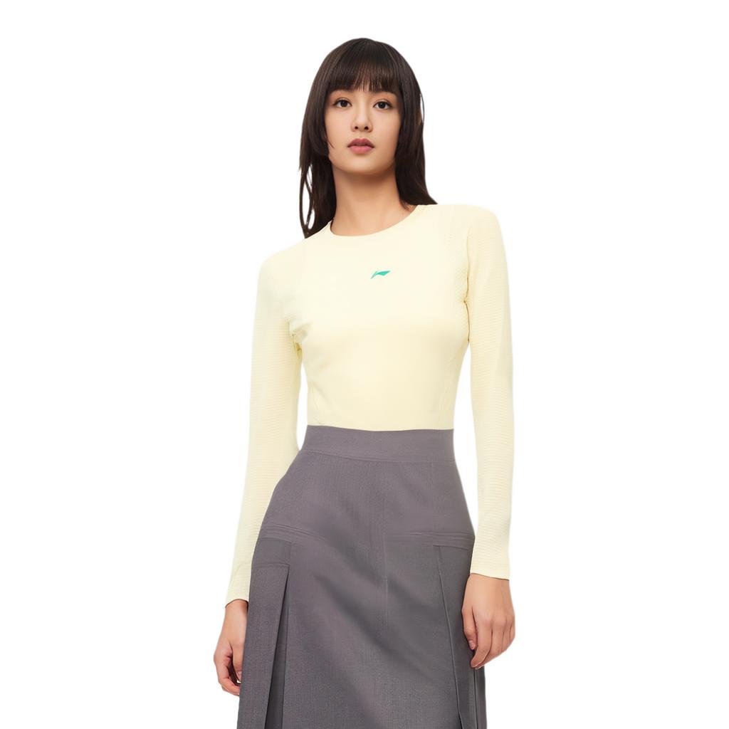 Футболка для бега Li Ning Comfortable Slim Fit с длинным рукавом, женская, топы Gelato-Yellow ATLU048-2