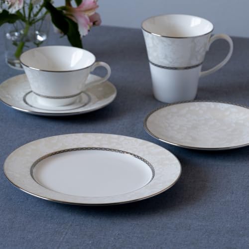 NARUMI Milano Bianca Plate, 21cm, White, with a Floral and Plum Blossom Design, Cute and Stylish, Flat Plate, 51461-1086P