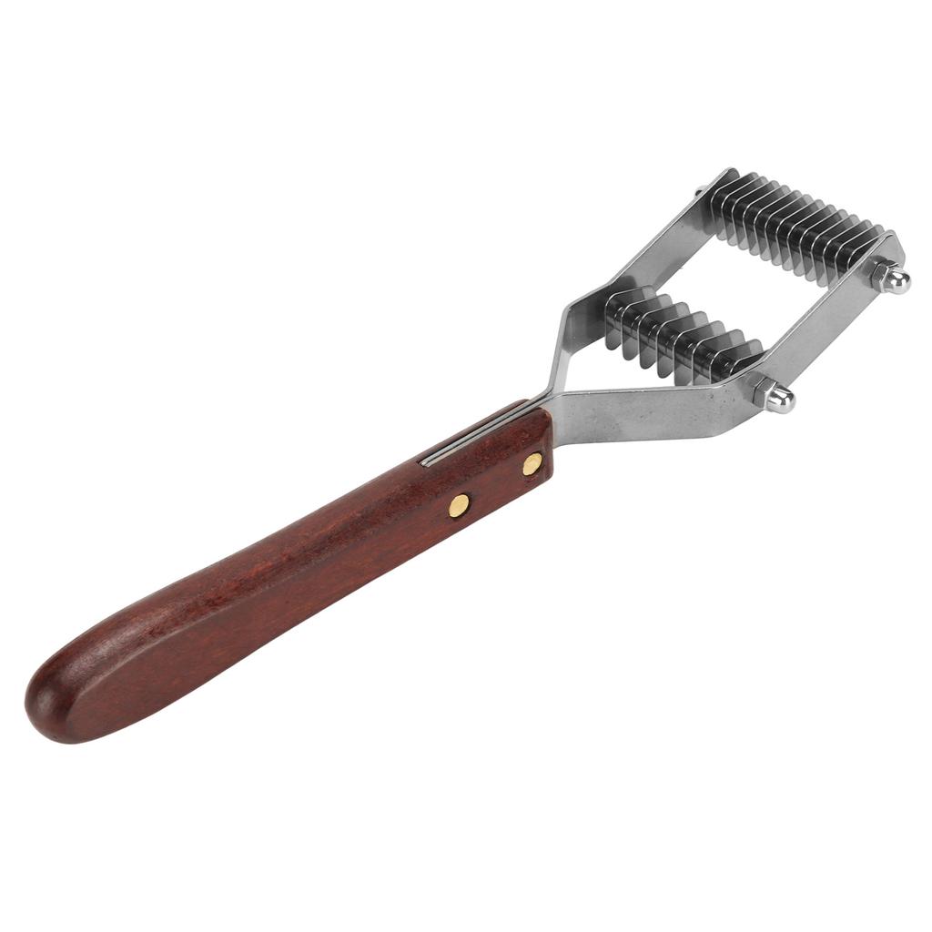 Расческа для удаления колтунов у питомцев 2 ряда лезвий из нержавеющей стали деревянная ручка грабли для подшерстка питомца для кошки собаки