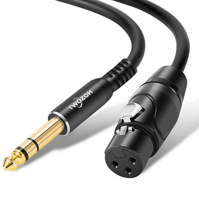 Кабель Twozoh XLR «мама» — XLR «папа» TRS, разъем TRS 1/4 дюйма, балансный микрофонный кабель XLR, 5 м, 6,35 мм (1/4 дюйма) (Профессионал/Hi-Fi)