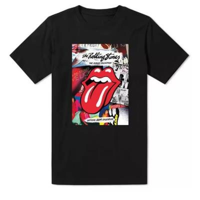 Летняя футболка 2025 года в европейском и американском стиле рок-панк The Rolling Stones, летняя хлопковая футболка с круглым вырезом и коротким рукавом, модная мужская футболка