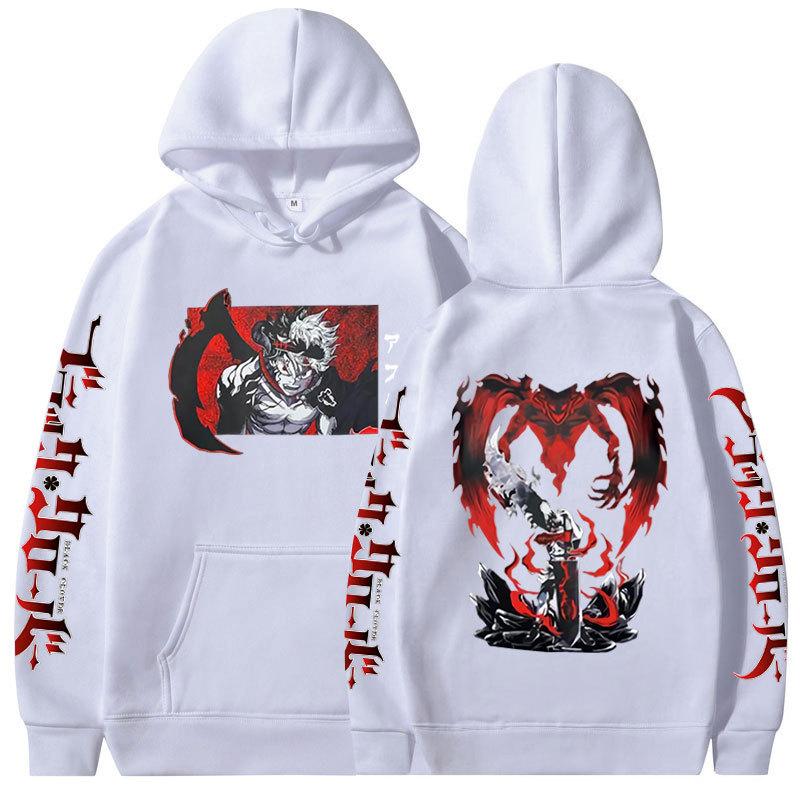 Толстовка с черным клевером в японском стиле Asta, двусторонние толстовки с графическим рисунком, винтажные мужские повседневные толстовки большого размера в стиле Харадзюку, пары